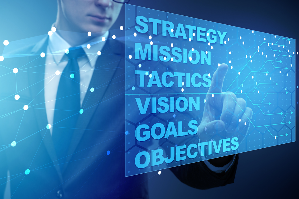 Businessman in strategic planning concept